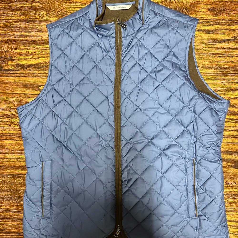Peter Millar XL Blue/Brown Quilted Vest